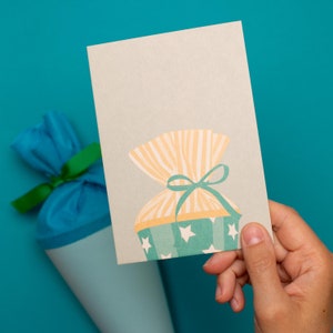 Postkarte Schulkind, Glückwunsch erster Schultag, Karte Schultüte, Geschenkidee Schulanfang, Geschenk zur Einschulung, Karte zu Schulstart