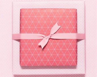 Red geometric gift wrap, packaging for birthday gifts for women, for wrapping Mother's Day gifts & Valentine's Day gifts