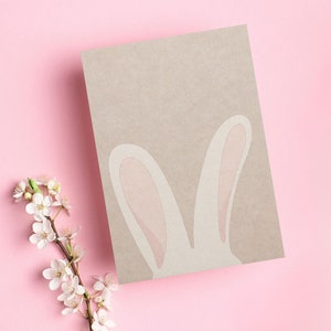 Biglietto di Pasqua coniglietto, cartolina di Pasqua per auguri di Pasqua o per idee regalo per Pasqua, biglietto di Pasqua con orecchie da coniglio, biglietto di Pasqua coniglietto per Pasqua