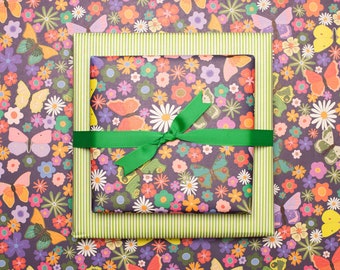 3x Easter wrapping paper butterflies - wrap Easter gifts with flower paper, colorful Easter paper for spring decorations, make Easter decorations