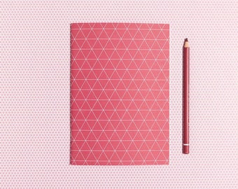 Notebook "Triangles" - DIN A5 notebook with a geometric pattern in red made of 100% recycled paper, perfect as a bullet journal or exercise book