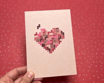 Valentine's Day Card, Postcard with Heart Puzzle in Pink and Red for Anniversary, Valentine's Greetings, as Love Note - Love Card with Heart