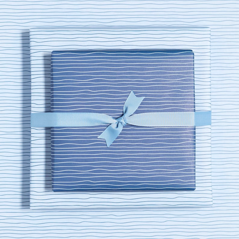 Blue striped gift wrap | Nautical gift wrap for baptisms, communions, and confirmations | Double-sided gift wrap for newborns image 7