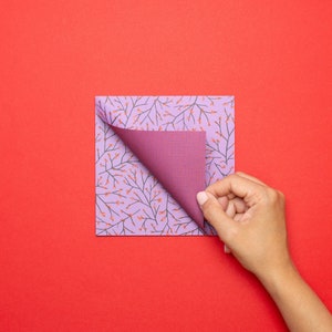 Carta origami viola per lavoretti creativi - 25 fogli di carta pieghevole viola fronte-retro con rami per Natale realizzati in carta riciclata 15 x 15 cm,