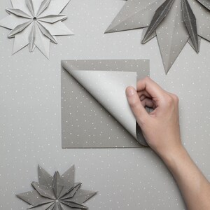 Reversible Origami Paper sheets to craft modern easter decorations White dots on grey back spring crafts, 25 sheets, 15cm recycled paper image 7