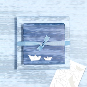Blue striped gift wrap | Nautical gift wrap for baptisms, communions, and confirmations | Double-sided gift wrap for newborns image 14