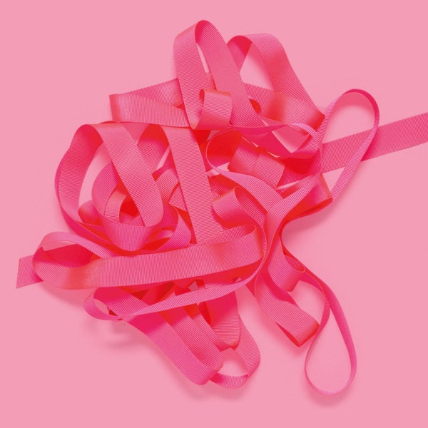 5m Geschenkband Neon Pink, Schleifenband angenehm zu binden zum Geschenke verpacken,  5m langes x 16mm breites stabiles Ripsband