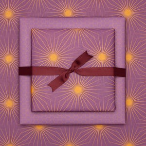 Weihnachtsgeschenkpapier mit Sternen, edle Geschenkverpackung, lila Geschenkpapier mit Weihnachtssternen aus nachhaltigem Geschenkpapier
