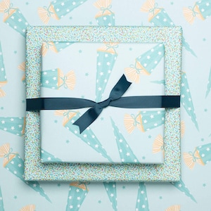 3x Geschenkpapier zum Schulanfang mit Schultüten in türkis - ideal als Verpackung für Einschulungsgeschenk, Geschenkidee Erster Schultag