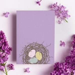 Cartolina di Pasqua con nido di Pasqua per scrivere biglietto di Pasqua per i tuoi auguri di Pasqua, biglietti per Pasqua, biglietto di Buona Pasqua uovo di Pasqua