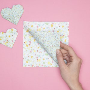 Carta origami per lavori creativi - Carta scrapbooking bifacciale con motivo terrazzo e perle di zucchero, 25 fogli, 15 cm »Carta riciclata