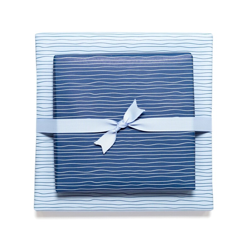 Blue striped gift wrap | Nautical gift wrap for baptisms, communions, and confirmations | Double-sided gift wrap for newborns image 15