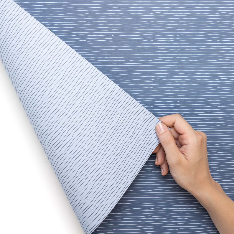 Blue striped gift wrap | Nautical gift wrap for baptisms, communions, and confirmations | Double-sided gift wrap for newborns image 3