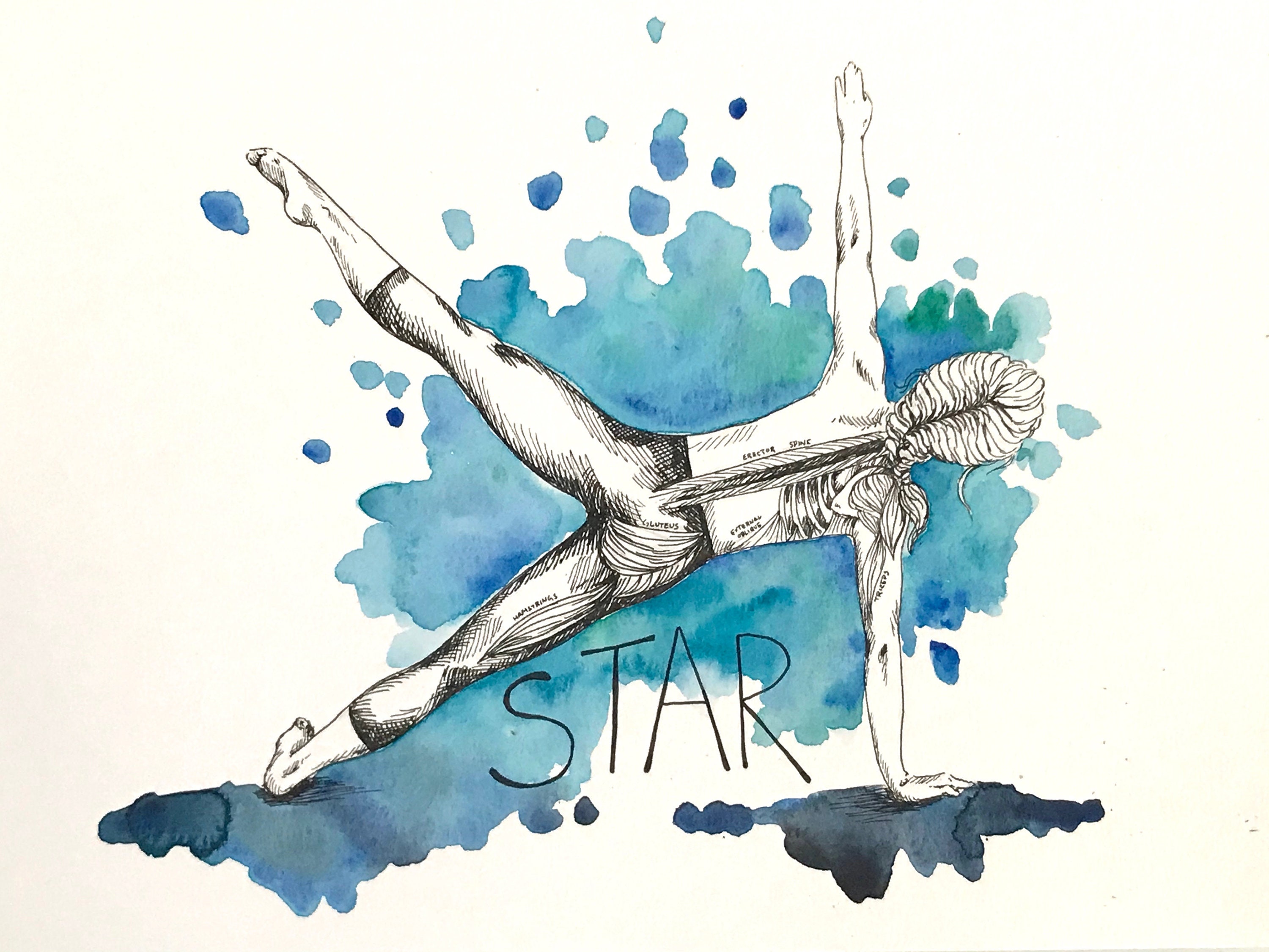 Star Pilates Exercise, Pilates Portrait, Pilates Art, Pilates Watercolor, Pilates Decor, Pilates Studio Decor, Fitness Decor, Wall Art