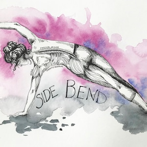 Side Bend Pilates Art Watercolor Pilates Anatomy Wall Art Pilates Decor Fitness Decor Anatomy Art Inspiration Art Pilates Gift Yoga