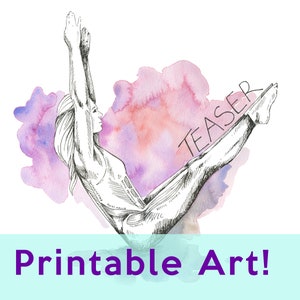 Pilates Printable Art, Pilates Teaser, Pilates Digital Download, Pilates Wall Art, Fitness Wall Art, Pilates Studio Decor