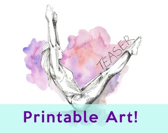 Pilates Printable Art, Pilates Teaser, Pilates Digital Download, Pilates Wall Art, Fitness Wall Art, Pilates Studio Decor