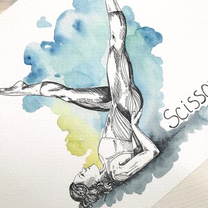 Pilates Schere Aquarell Druck Pilates Studio Dekor Pilates Kunstdruck Fitness Studio Dekor Wand Kunst Pilates Geschenk