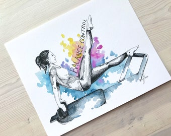 Contrôle de l'équilibre Pilates Reformer Impression d'art, Pilates Anatomie