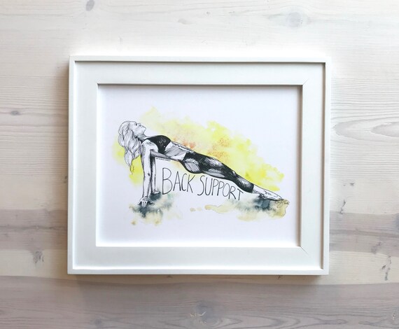 Pilates Back Support Art Print: Pen, Ink & Watercolor