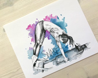 Impression d'art serpent Pilates Reformer, décoration de studio de Pilates