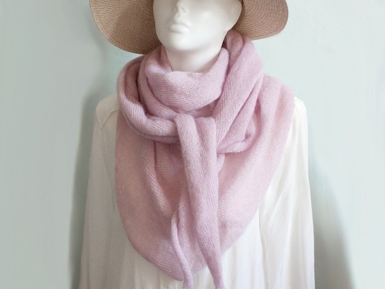 Your desired color delicate triangular shawl made of mohair & silk / mohair silk shawl, scarf, cloth image 3