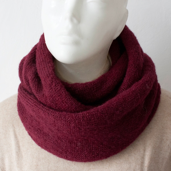 großer, bordeauxroter Loop Schal, aus Alpaka & Seide /  Endlosschal, Schlauchschal, dark red alpaca silk loop scarf