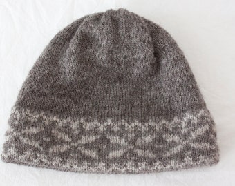 graue gestrickte Mütze aus Alpaka & Seide /  Alpaka silk Beanie