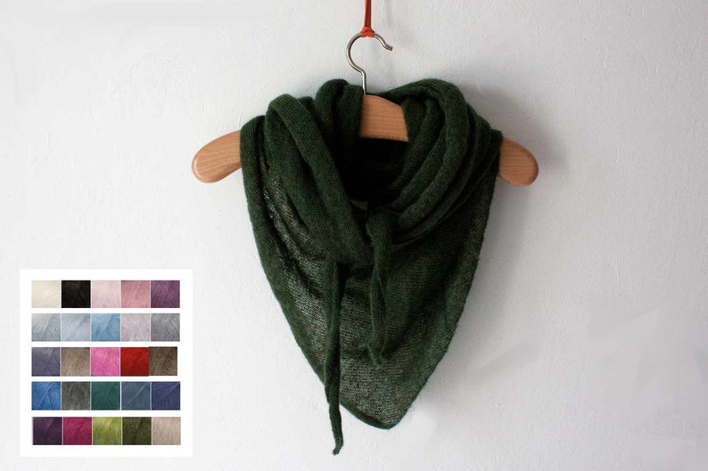 Your desired color delicate triangular shawl made of mohair & silk / mohair silk shawl, scarf, cloth image 1