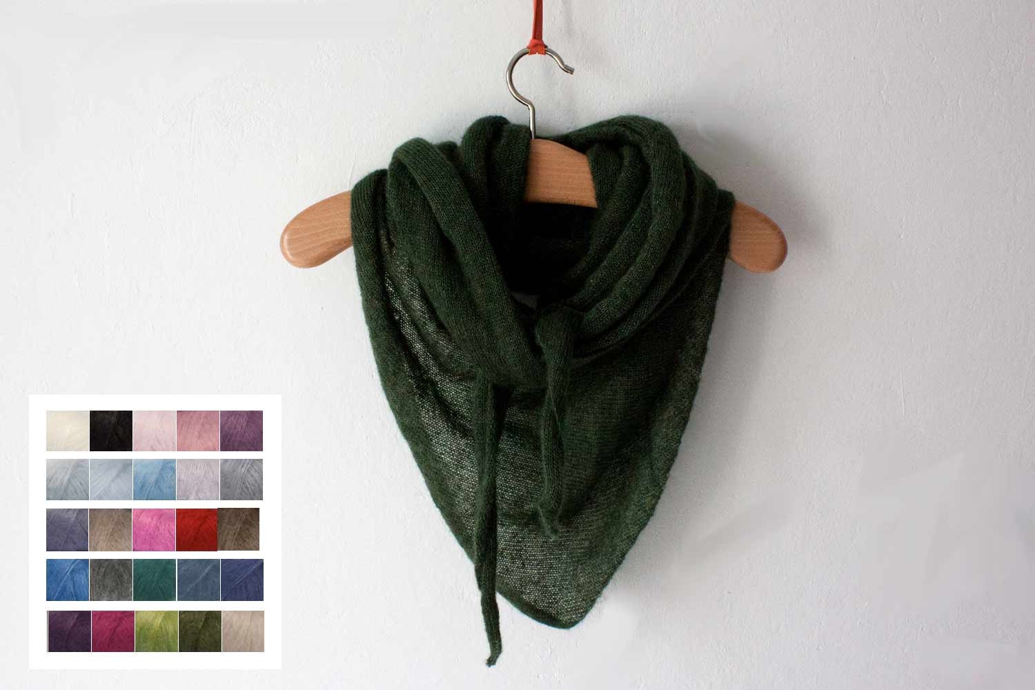 Your desired color - delicate triangular scarf made of mohair & silk / mohair silk shawl, scarf, cloth