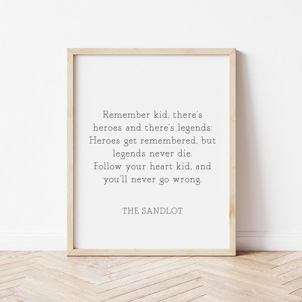 sandlot quote print, boys room decor, baseball bedroom, baseball sign, baseball decor, baseball birthday, sports quote, hero sign