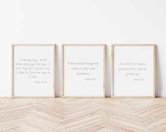 babe ruth quotes, boy room decor, baseball bedroom, baseball sign, sport room, babe ruth sign, baseball decor, baseball birthday, little boy