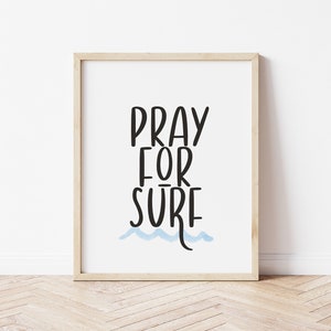Pray for surf, Surf Print, JungenZimmer Dekor, Surf Schlafzimmer, Jungen Kinderzimmer Deko, Surf Kinderzimmer Deko, Ocean Kid Dekor
