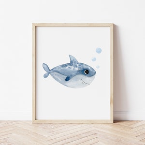 Baby shark little kids room decor, baby shark sign, nursery decor, digital print, playroom decor, sharks print, under the sea decor