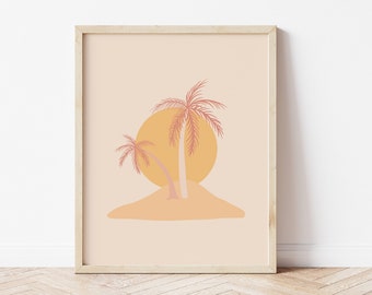 Peach Palms PRINTABLE / Mid Century Modern Abstract Art Terracotta Boho Geometric Burnt Orange Downloadable Minimalist Poster Wall Print