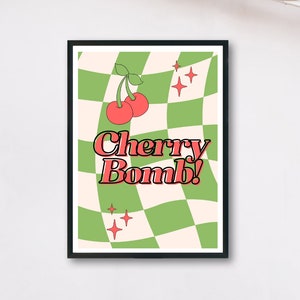 Cherry Bomb! PRINTABLE / Cute Artwork Cherry Decor Y2K 70s Inspired The Runaways Girl Power Dorm Decor Fun Wall Art Pop Art Poster