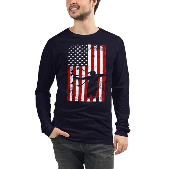 Men's American Flag Bowhunter Patriotic Hunting T-Shirt