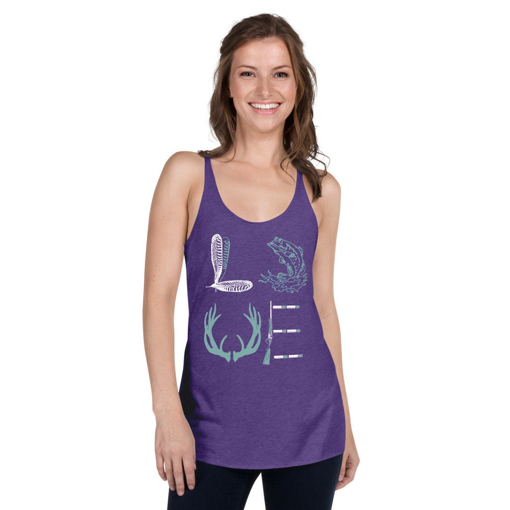 Love Turkey Deer Hunting Fishing Women's Racerback Tank Top Shirt