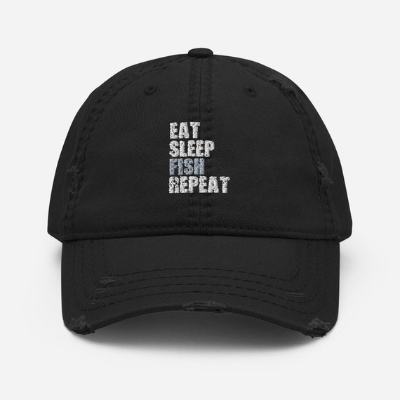 Funny Eat Sleep Fish Repeat Distressed 
