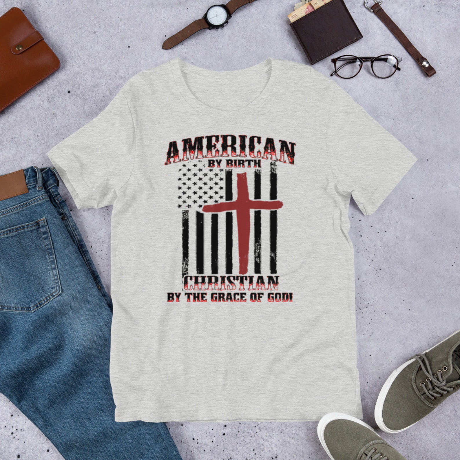 American by Birth Christian by the Grace of God Men's - Etsy