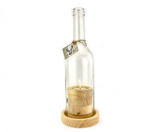 Wein Windlicht " Deluxe  " , Sockel 3, hohe Flasche, geölt