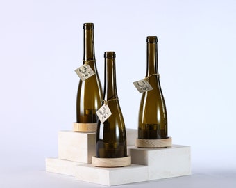 Wijnflessen - Lantaarn "#1 Nature" Pakket van 3 / antiek groen / korte fles