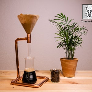 Coffee maker, Alchemist Coffee / Large funnel 120 mm / Pour Over / Copper and glass / handmade image 1