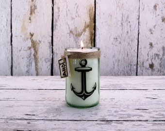 Anchor candle / soy wax in wine bottle