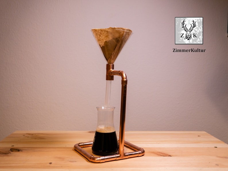 Coffee maker, Alchemist Coffee / Large funnel 120 mm / Pour Over / Copper and glass / handmade image 6