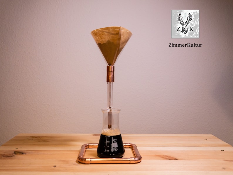 Coffee maker, Alchemist Coffee / Large funnel 120 mm / Pour Over / Copper and glass / handmade image 4