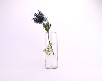 Blumenvase / Upcycling / handgefertigt aus einer Weinflasche / ZimmerKultur # 6/ Klar / ca. 21 cm