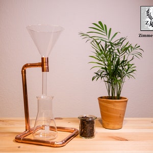 Coffee maker, Alchemist Coffee / Large funnel 120 mm / Pour Over / Copper and glass / handmade image 2