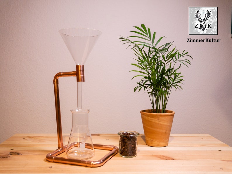 Coffee maker, Alchemist Coffee / Large funnel 120 mm / Pour Over / Copper and glass / handmade image 2