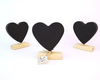 Tafeldisplay "Heart" set van 3, aan beide zijden beschrijfbaar bord, buffetdisplay, tafelnummer